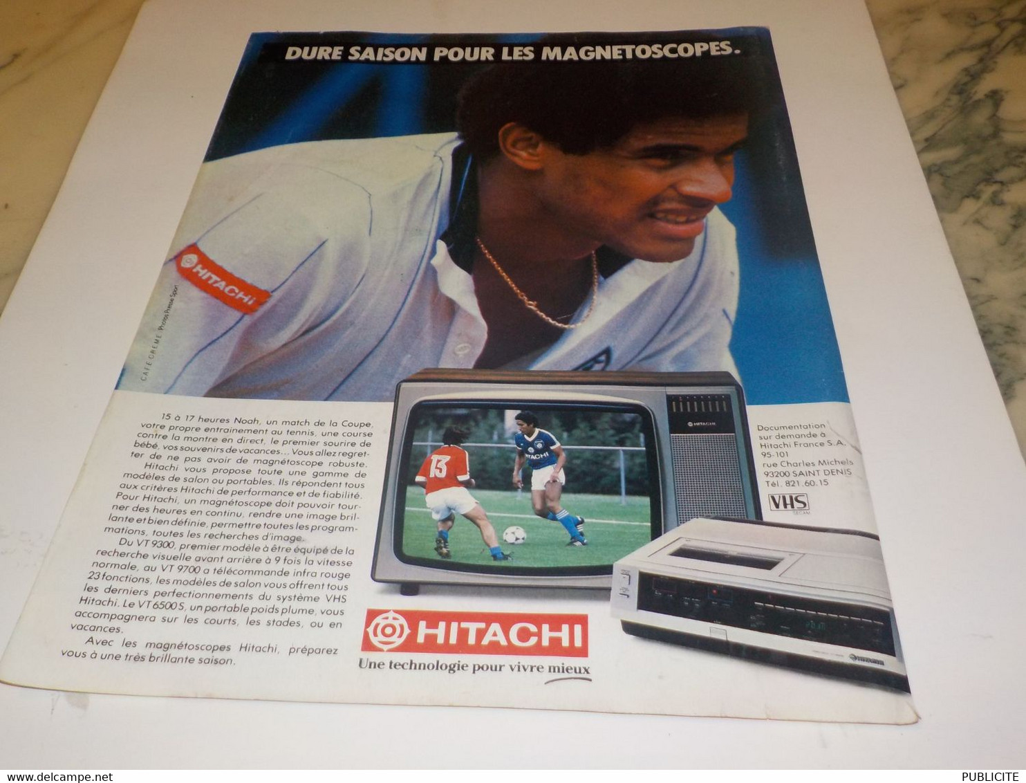 ANCIENNE PUBLICITE NOAH DURE SAISON MAGNETOSCOPE HITACHI 1982 - Autres & Non Classés