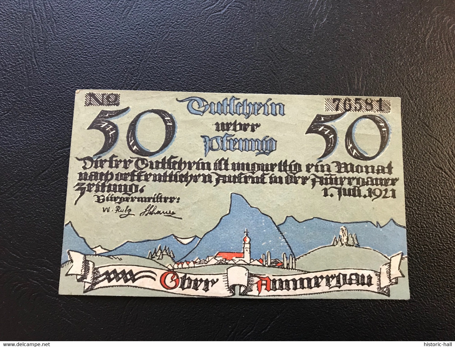 Notgeld - Billet Necéssité Allemagne - 50 Pfennig - Ammergau - 1 Juillet 1921 - Ohne Zuordnung