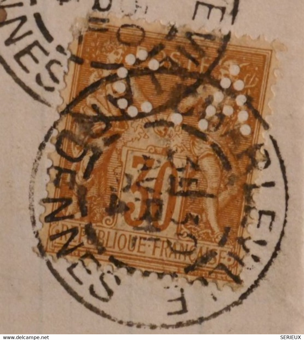 AN9 FRANCE BELLE LETTRE 1894 PERFORé CA   +30C SAGE+ CHARLEVILLE POUR OLORON + PERFIN + AFFRANCH. PLAISANT - Sonstige & Ohne Zuordnung