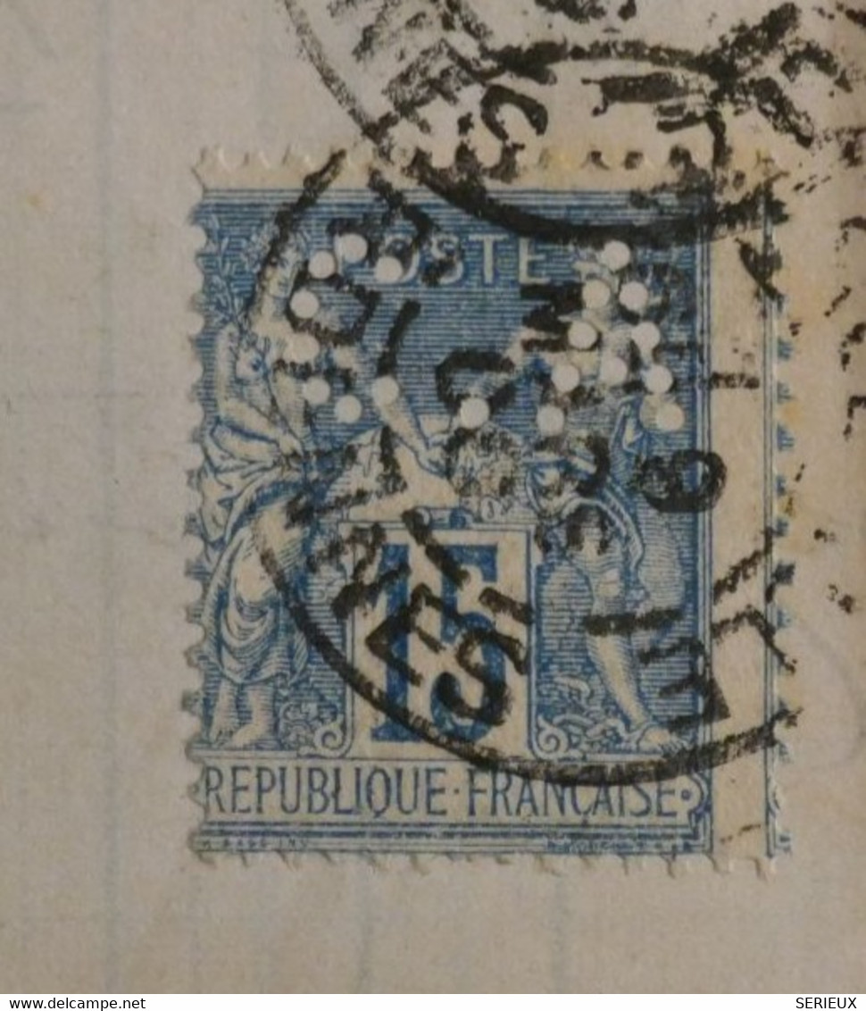 AN9 FRANCE BELLE LETTRE RARE 1900 PERFORé CA  +15C SAGE+ CHARLEVILLE POUR OLORON + PERFIN + AFFRANCH. PLAISANT - Other & Unclassified