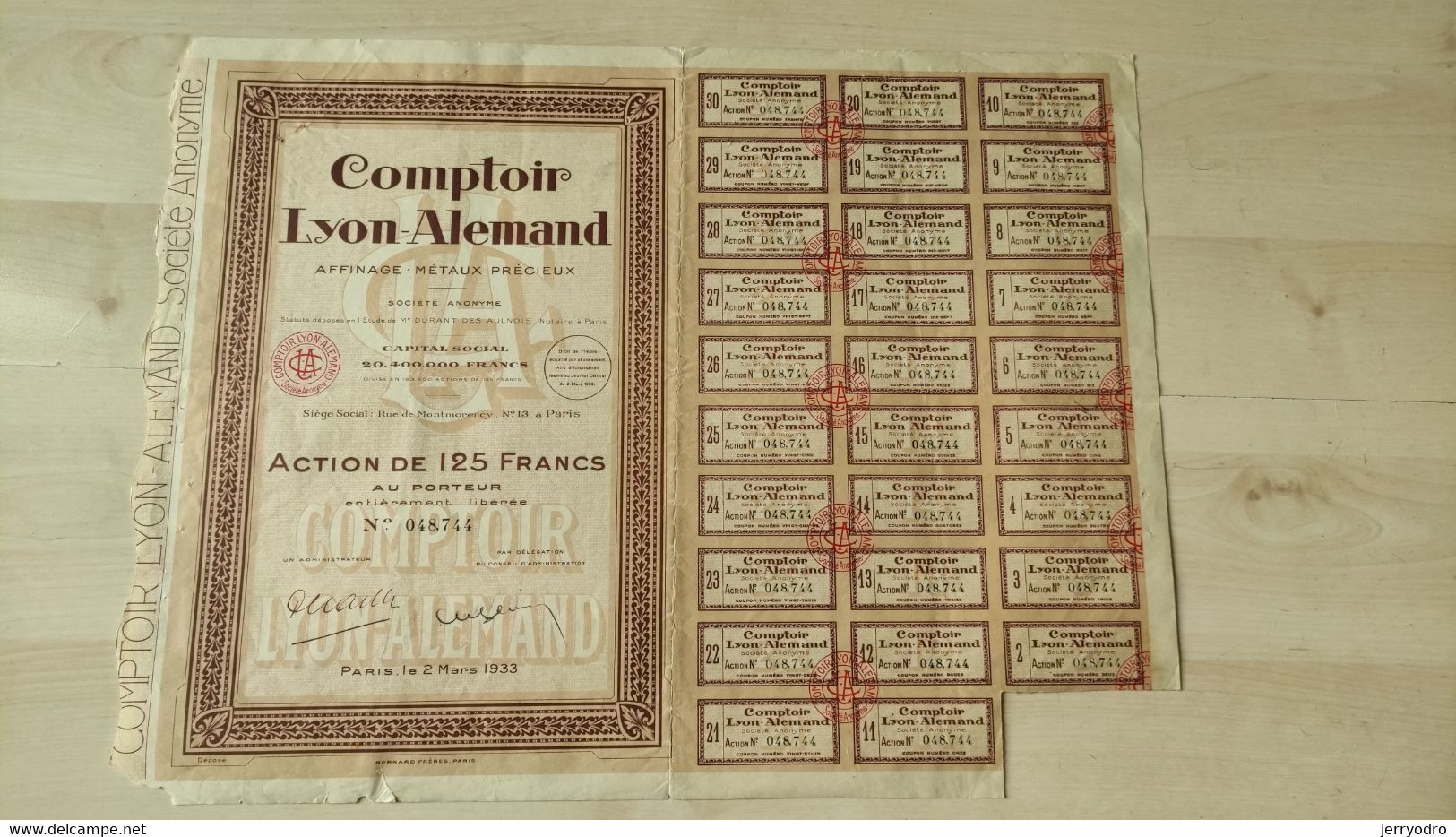 COMPTOIR LYON ALEMAND - 1933 - A - C