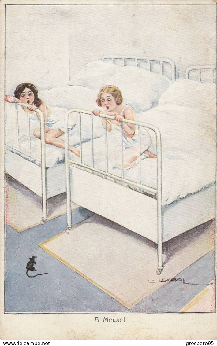 ILLUSTRATEUR LUIS USABAL JEUNES FILLES APEUREES PAR UNE SOURIS A MEUSE! SAINT PETERSBOURG 1918 - Usabal