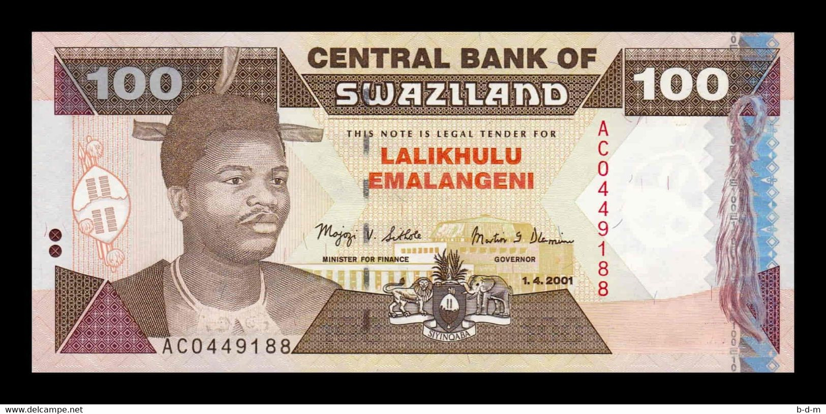 Suazilandia Swaziland 100 Emalangeni 2001 Pick 32 SC UNC - Swasiland