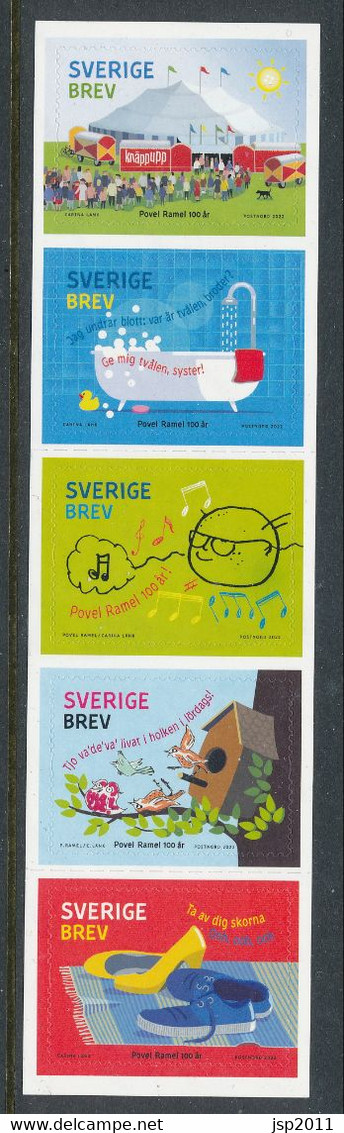 Sweden 2022. Facit # 3409-3413. Strip Of 5 From Booklet SH130. Powel Ramel. MNH (**) - Unused Stamps
