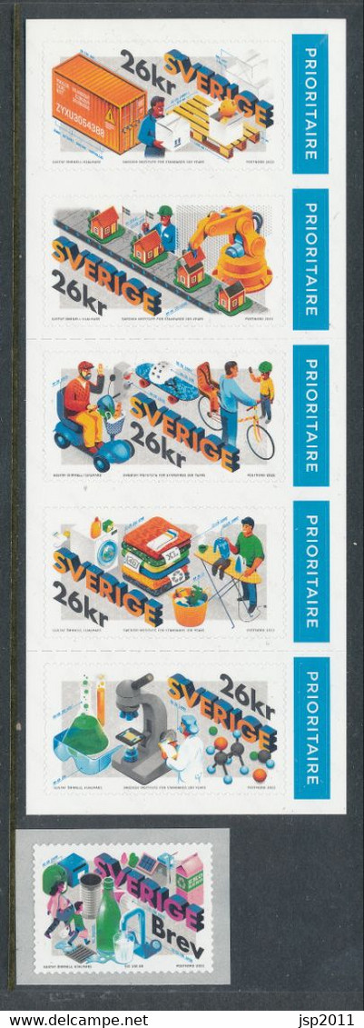 Sweden 2022. Facit # 3414-3419. SIS 100 Years Coil + Booklet SH 131. MNH (**) - Unused Stamps