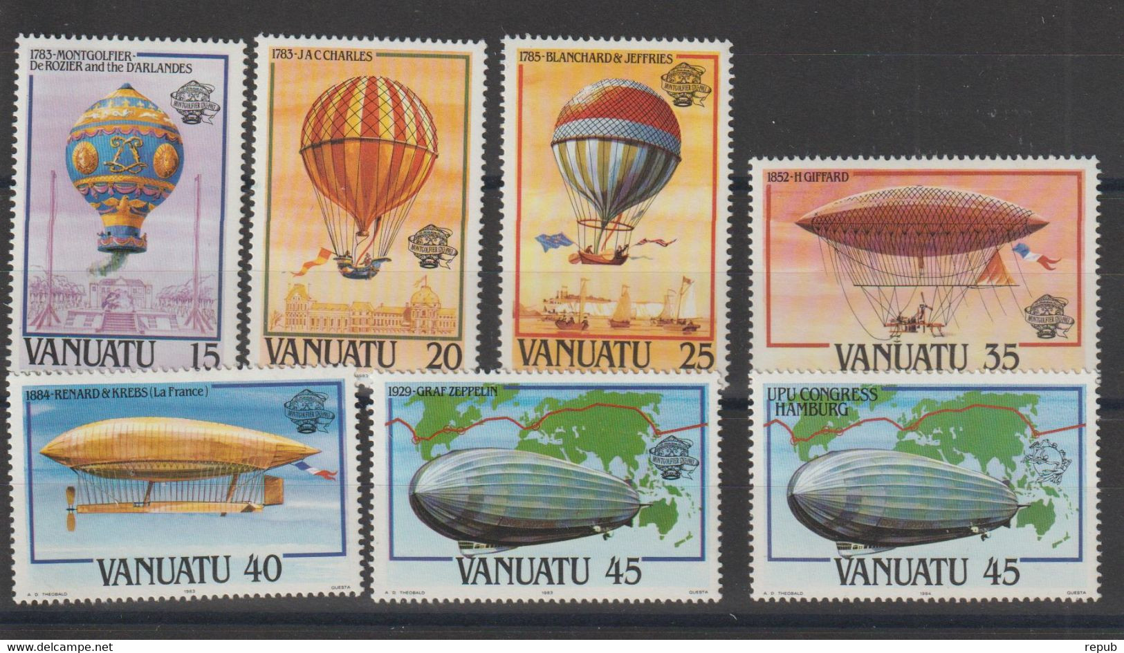Vanuatu 1983-84 Ballons 676-681 Et 694, 7 Val ** MNH - Vanuatu (1980-...)