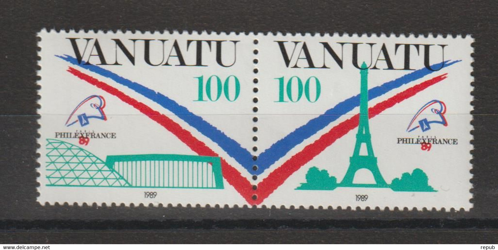 Vanuatu 1989 Philexfrance 830-31, 2 Val ** MNH - Vanuatu (1980-...)