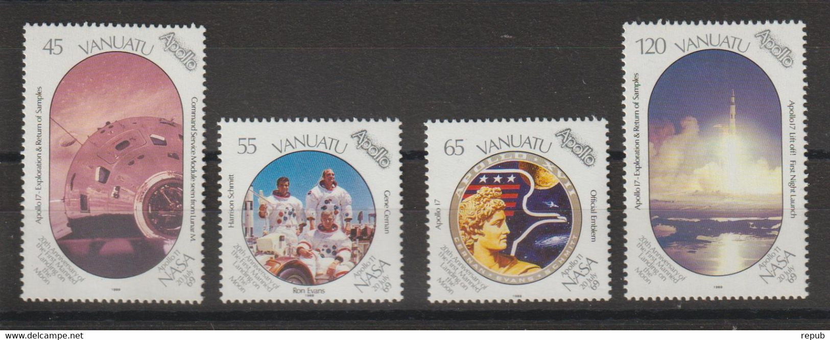 Vanuatu 1989 Espace Apollo 832-35, 4 Val ** MNH - Vanuatu (1980-...)