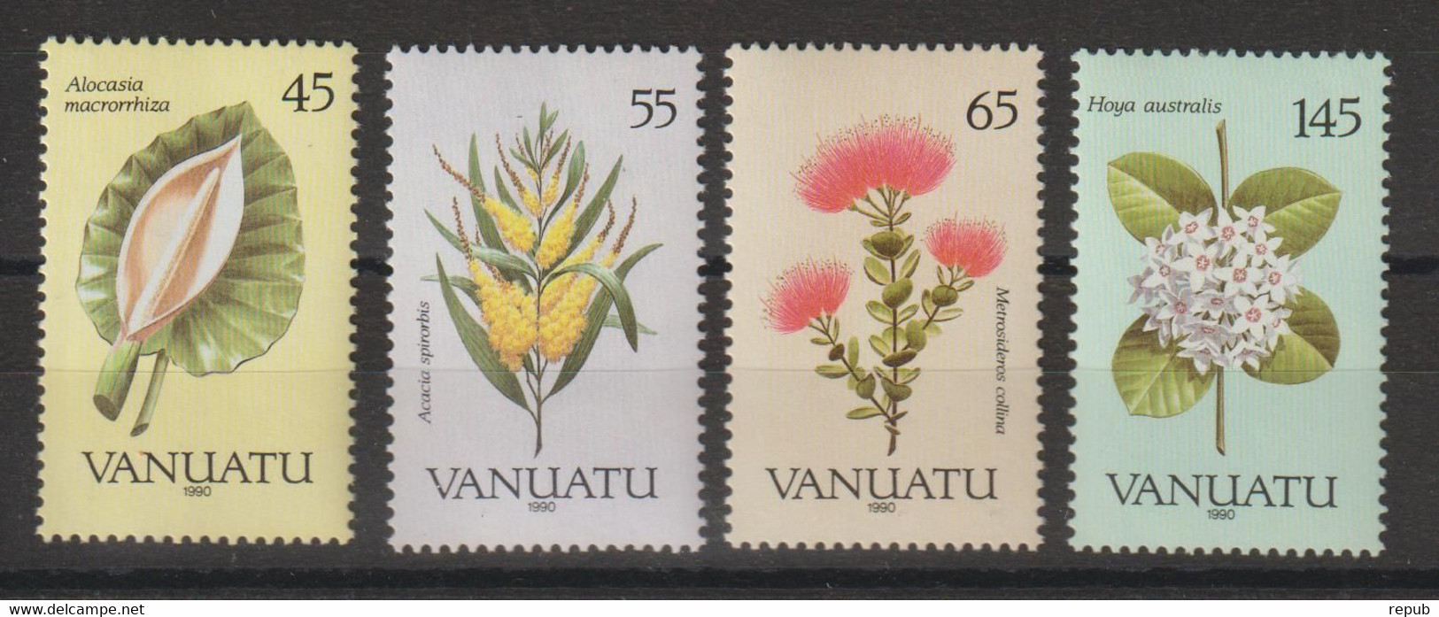 Vanuatu 1990 Fleurs 838-41, 4 Val ** MNH - Vanuatu (1980-...)