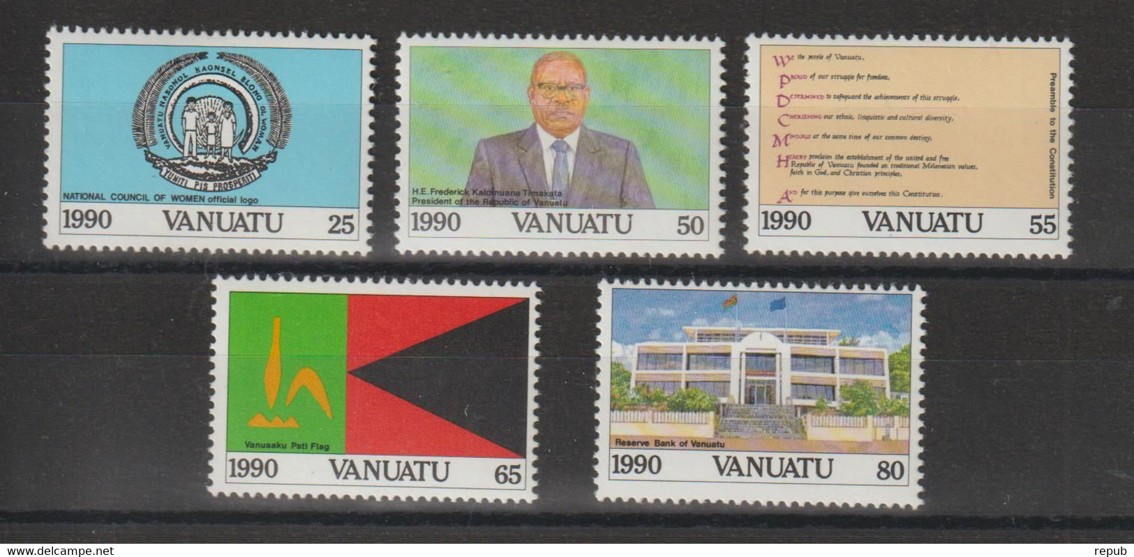 Vanuatu 1990 Anniversaire De L'indépendance 846-50, 5 Val ** MNH - Vanuatu (1980-...)