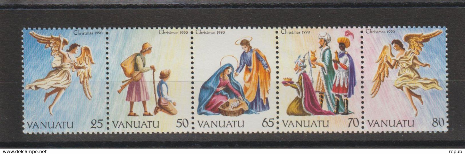 Vanuatu 1990 Noel 851-55, 5 Val ** MNH - Vanuatu (1980-...)