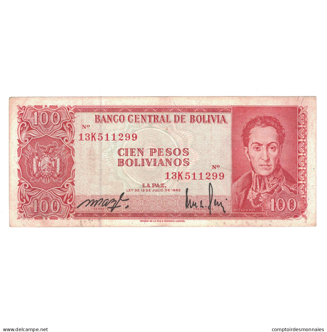 Billet, Bolivie, 100 Pesos Bolivianos, 1962, 1962-07-13, KM:164A, TB - Bolivie