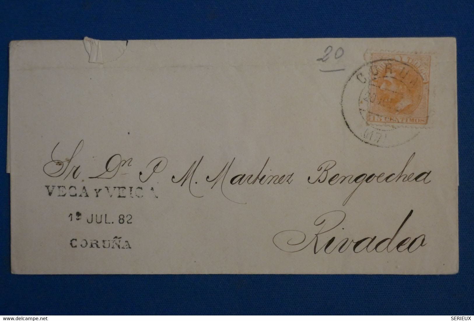 AN10 ESPAGNE  BELLE LETTRE  1882  CORUNA POUR RIVADEO    + AFFRANCH.PLAISANT - Lettres & Documents