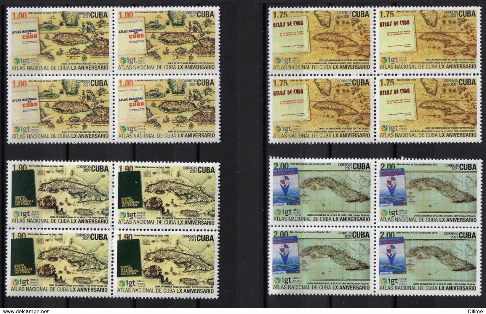 CUBA 2021. ATLAS NACINAL DE CUBA. LX ANIVERSARIO. BLOQUE DE CUATRO. MNH - Unused Stamps