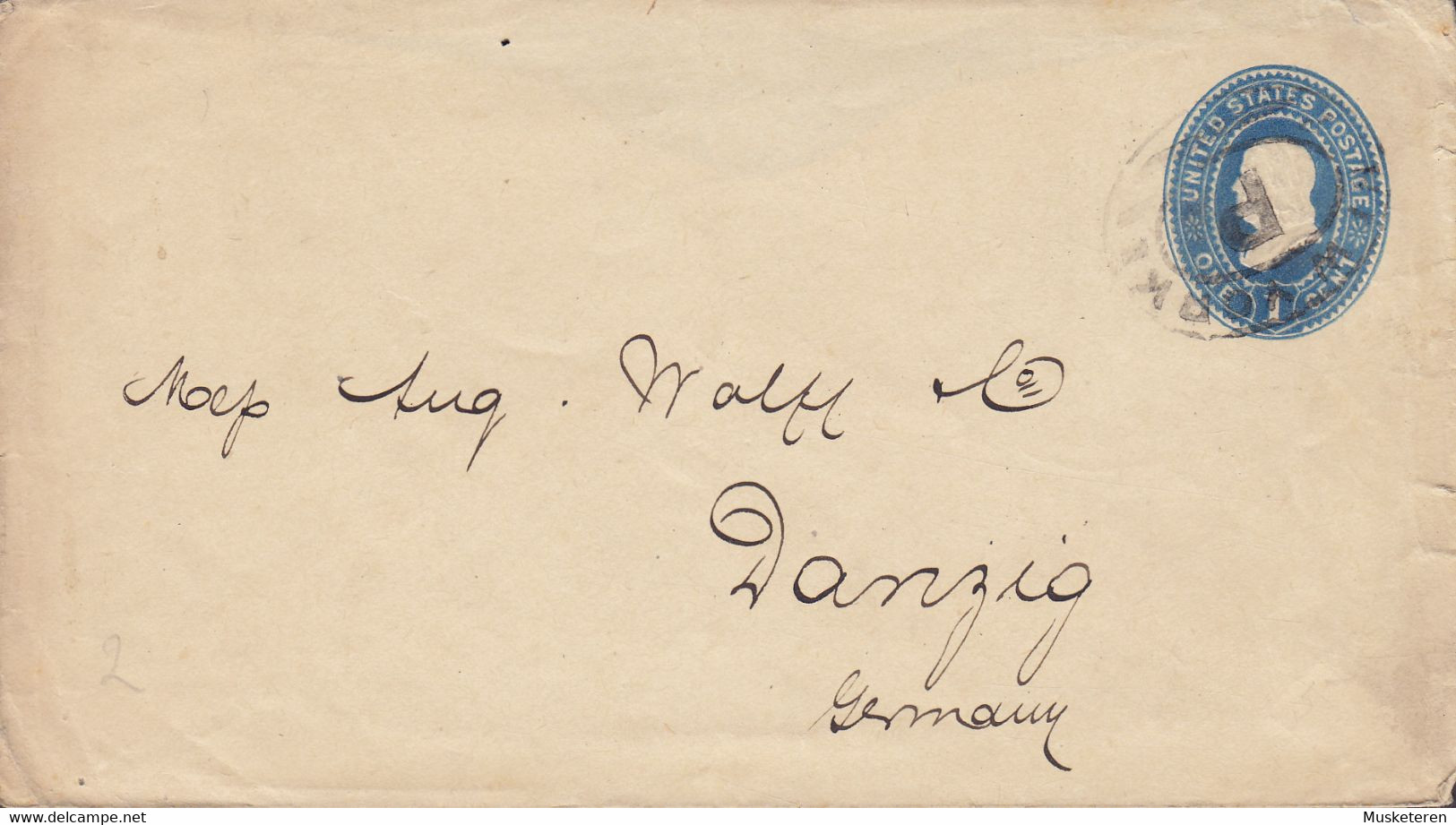 United States Postal Stationery Ganzsache Entier 1c. Franklin 'P' NEW YORK Cds. To DANZIG Germany SCARCE Destination !! - Postwaardestukken