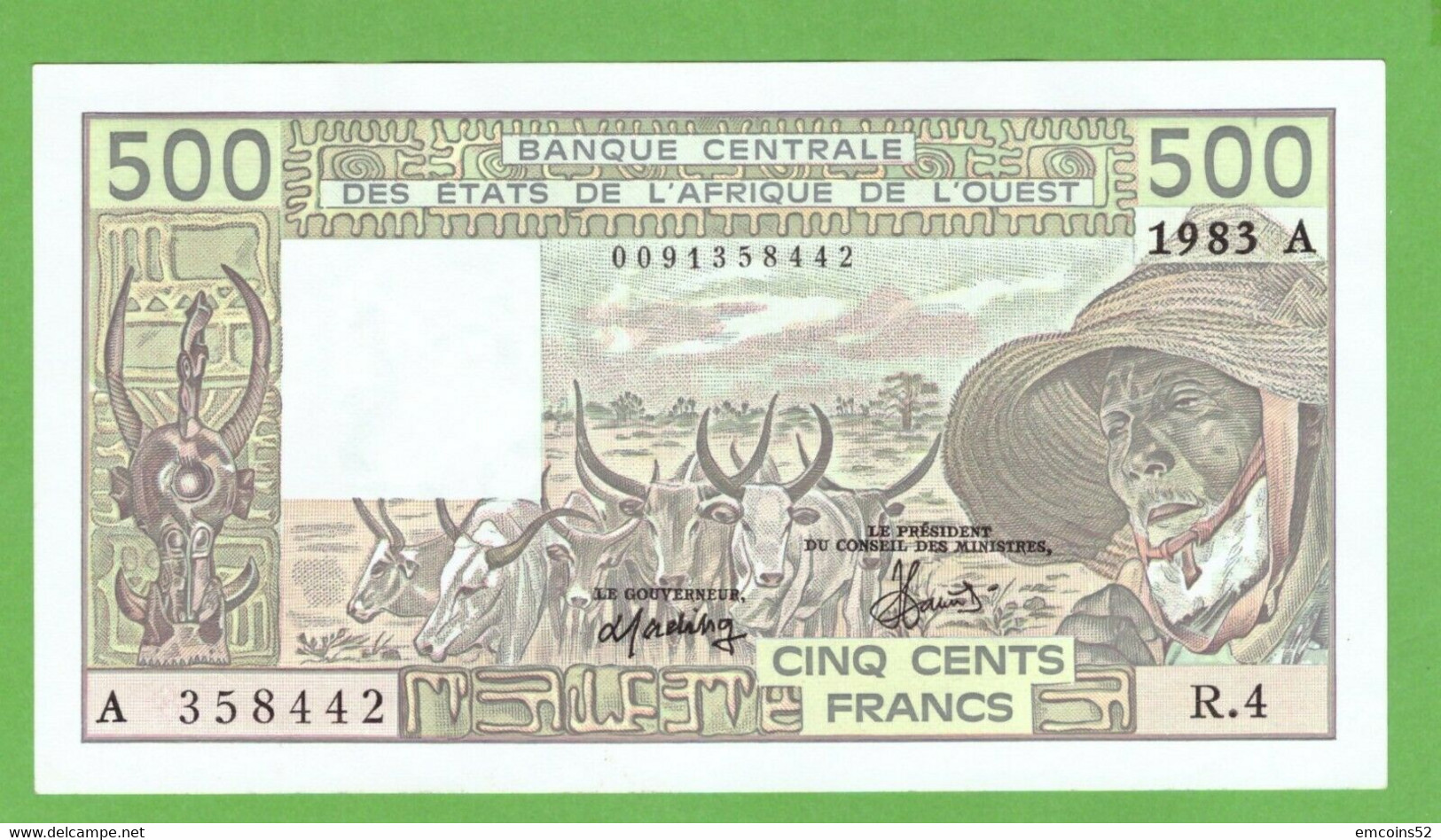 IVORY COAST W.A.S. 500 FRANCS 1983  P-106Aaf  ABOUT UNC - États D'Afrique De L'Ouest