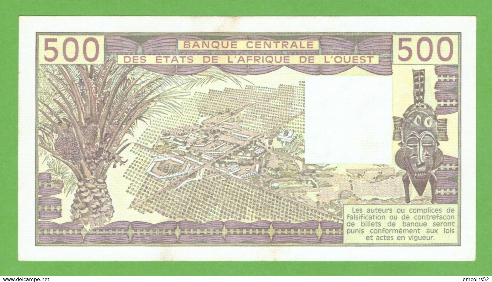 IVORY COAST W.A.S. 500 FRANCS 1985  P-106Aai  ABOUT UNC - États D'Afrique De L'Ouest