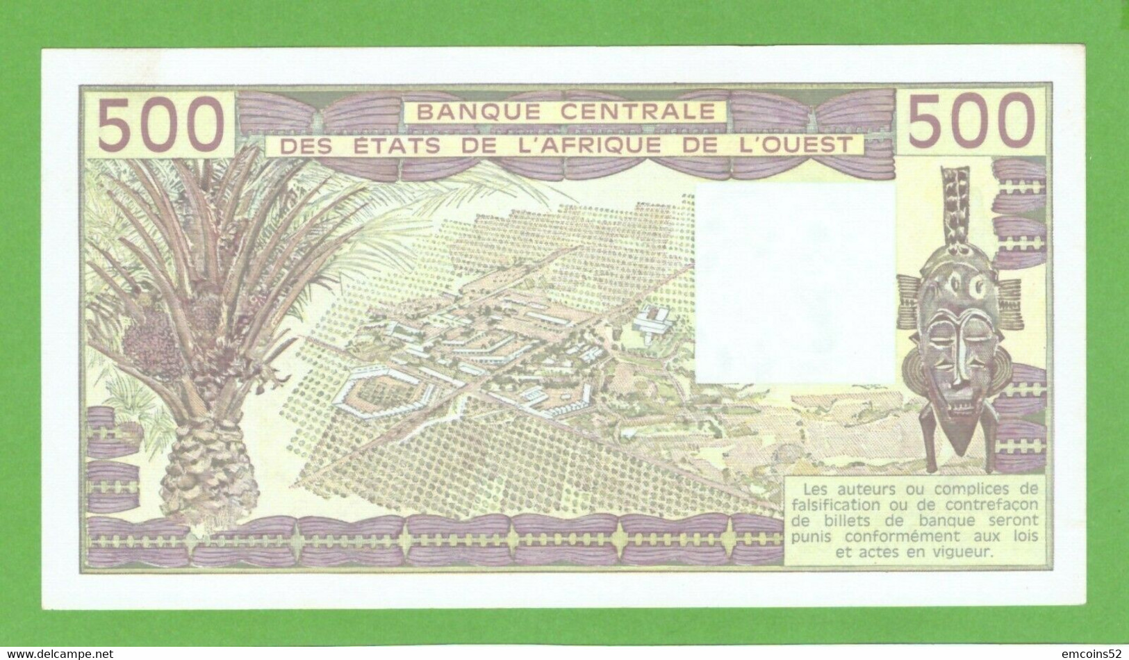 IVORY COAST W.A.S. 500 FRANCS 1990  P-106An ABOUT UNC - Estados De Africa Occidental