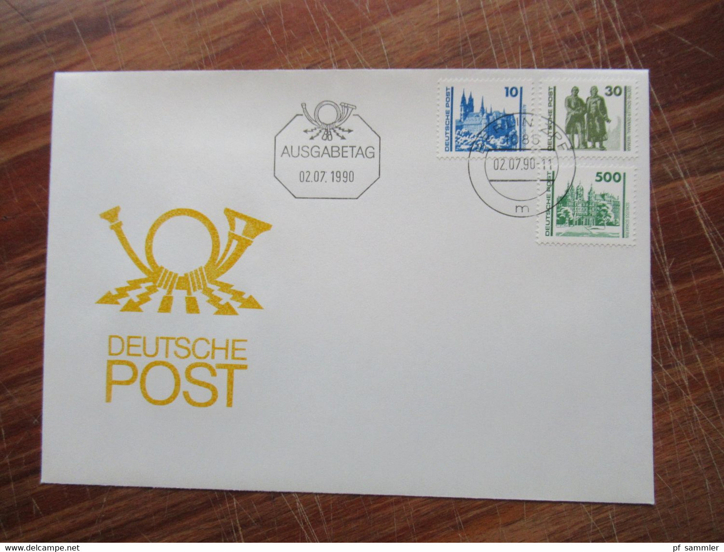 DDR 1990 Bauwerke und Denkmäler Nr.3344 - 3352 FDC / 8 Belege auch 2x Nr. 3346 als waagerechter 5er Streifen