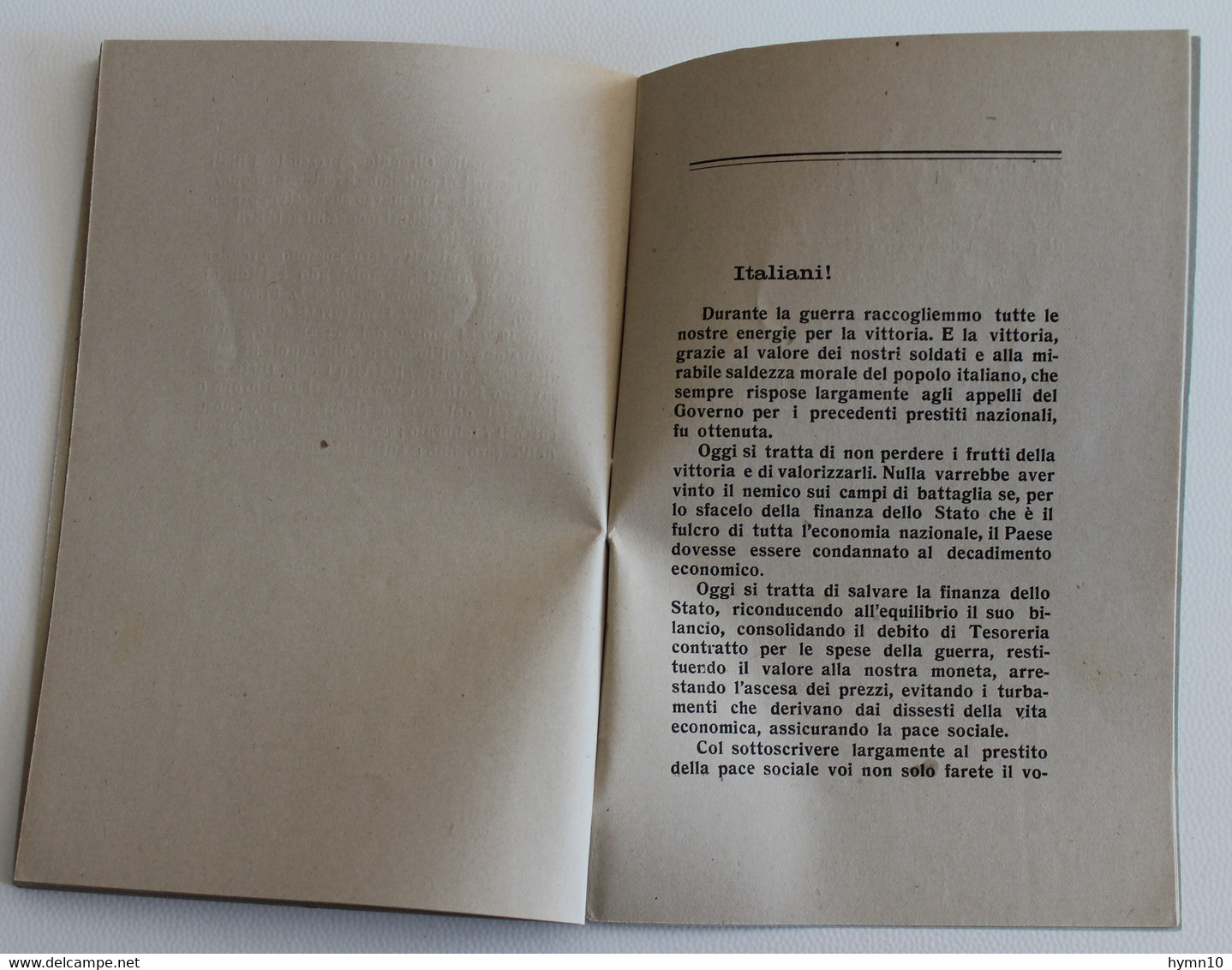 1920 OPUSCOLO PER VI° IL PRESTITO NAZIONALE+DISCORSI PRONUNCIATI ADUNANZA BANCA ITALIA-$88 - War 1914-18