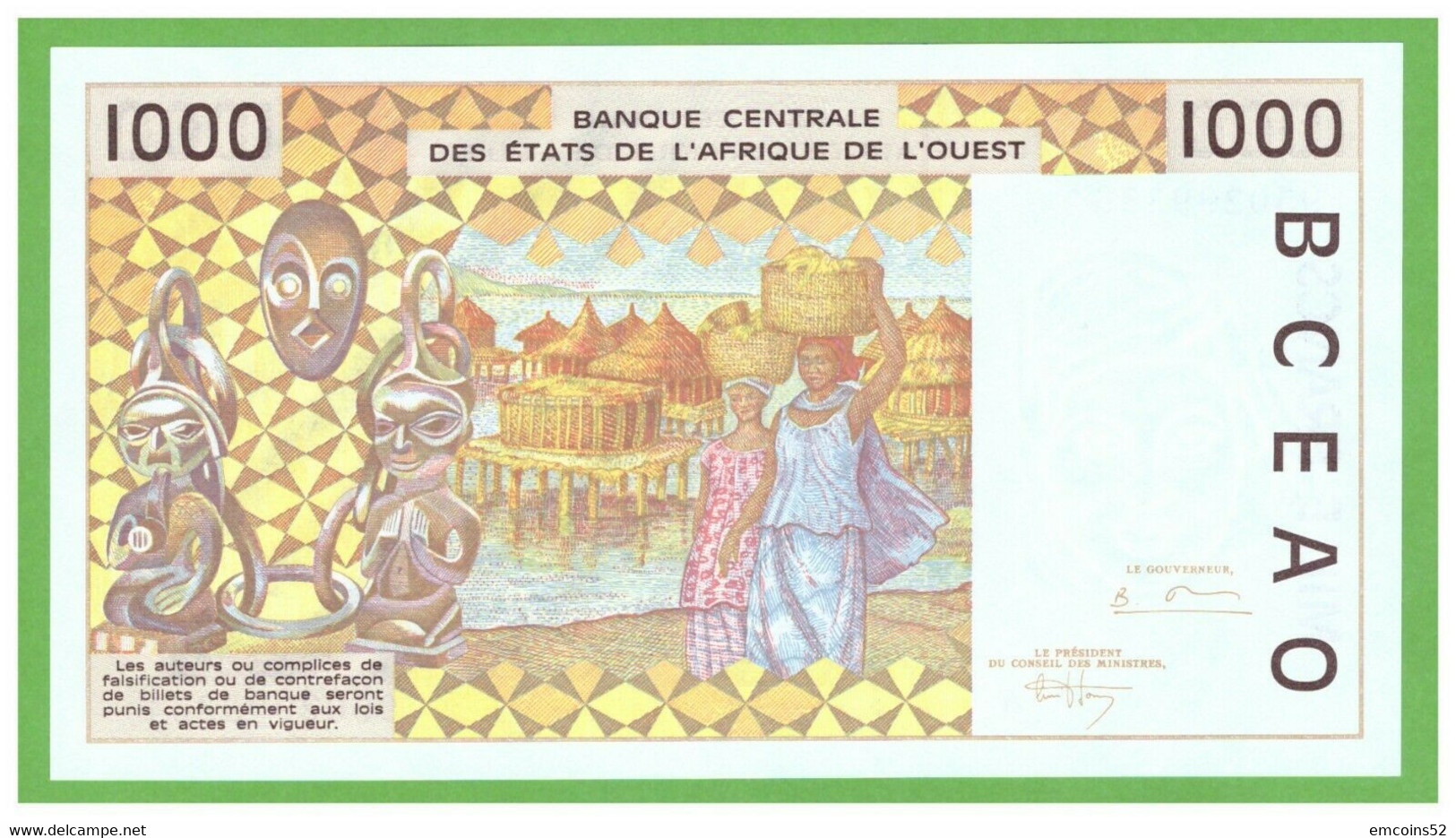 IVORY COAST W.A.S. 1000 FRANCS 1995  P-111Ae UNC - États D'Afrique De L'Ouest