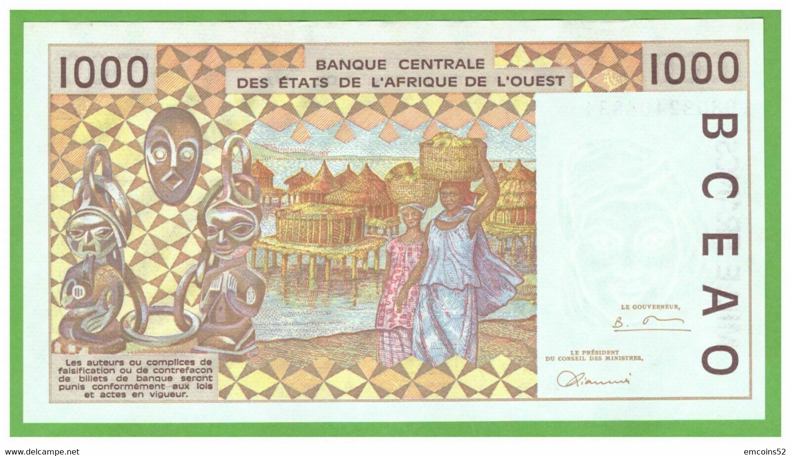 IVORY COAST W.A.S. 1000 FRANCS 1998  P-111Ag UNC - Stati Dell'Africa Occidentale