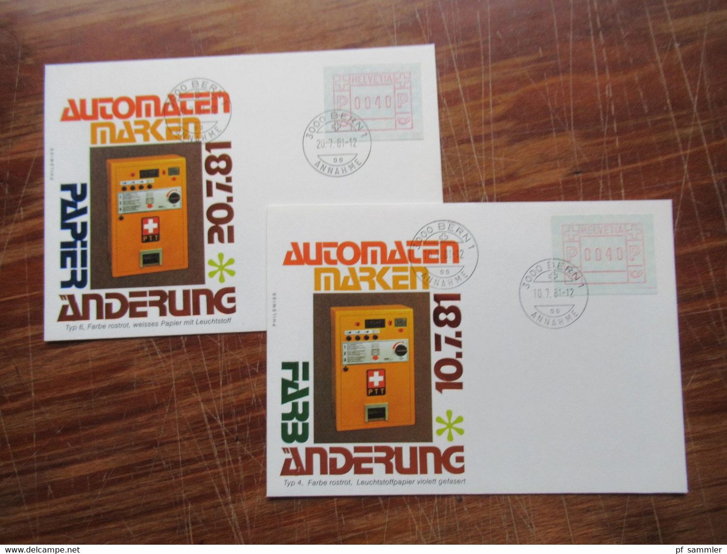 Schweiz ATM Nr.3 FDC Zur Farb Änderung 2 Unterschiedliche Stempel Daten 10.7.1981 Und 20.7.1981 - Sellos De Distribuidores