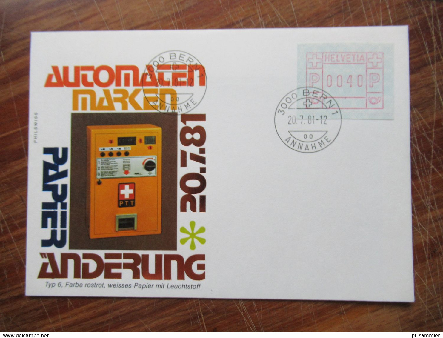 Schweiz ATM Nr.3 FDC Zur Farb Änderung 2 Unterschiedliche Stempel Daten 10.7.1981 Und 20.7.1981 - Francobolli Da Distributore