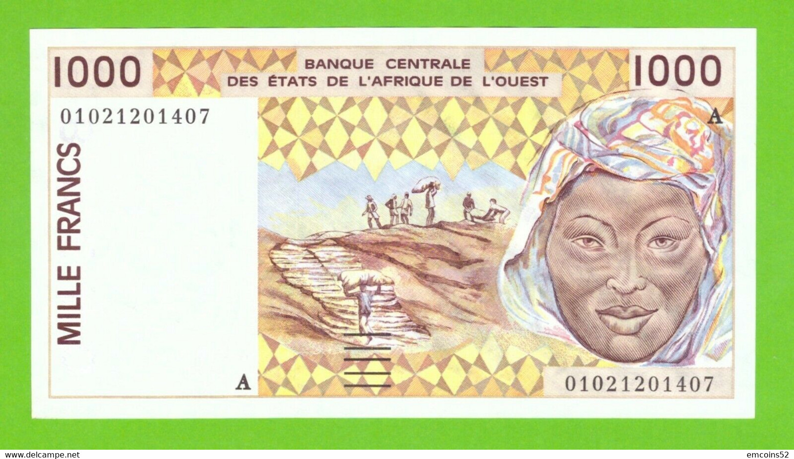 IVORY COAST W.A.S. 1000 FRANCS 2001  P-111Aj UNC - West African States