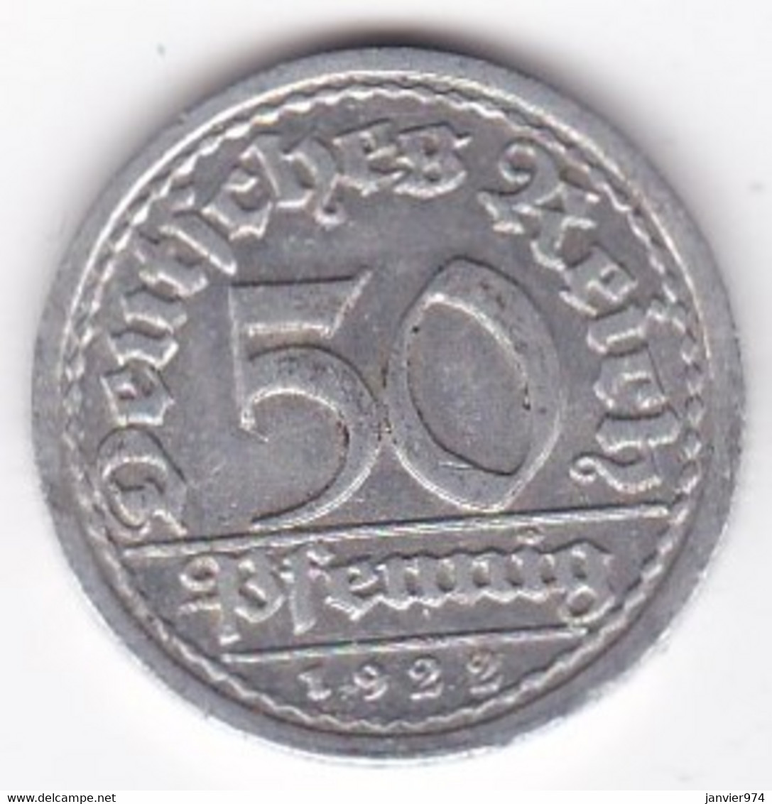 République De Weimar 50 Pfennig 1922 G Karlsruhe , En Aluminium - 50 Rentenpfennig & 50 Reichspfennig