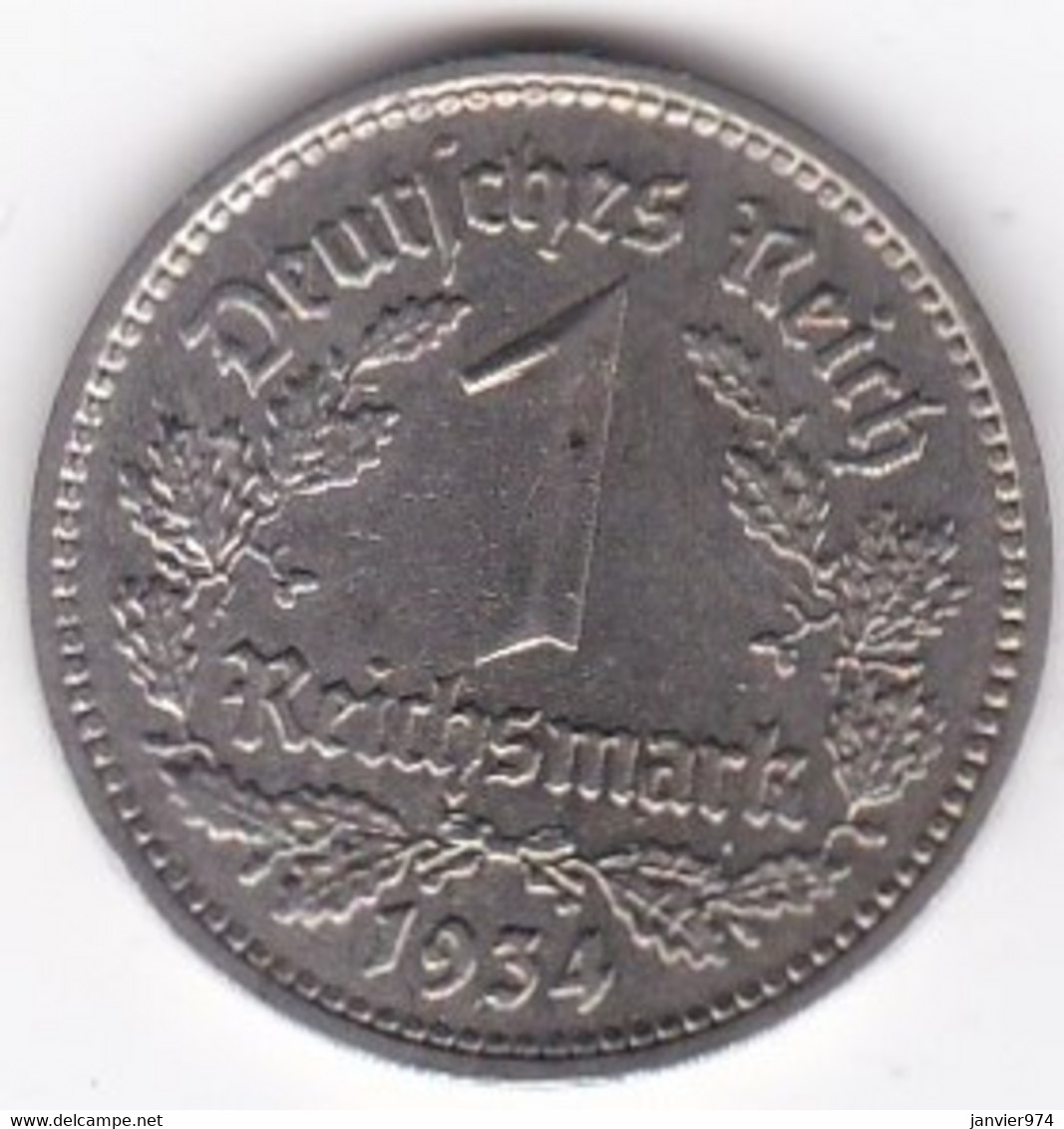 Allemagne 1 Reichsmark 1934 D Munich , En Nickel, KM# 78 - 1 Reichsmark