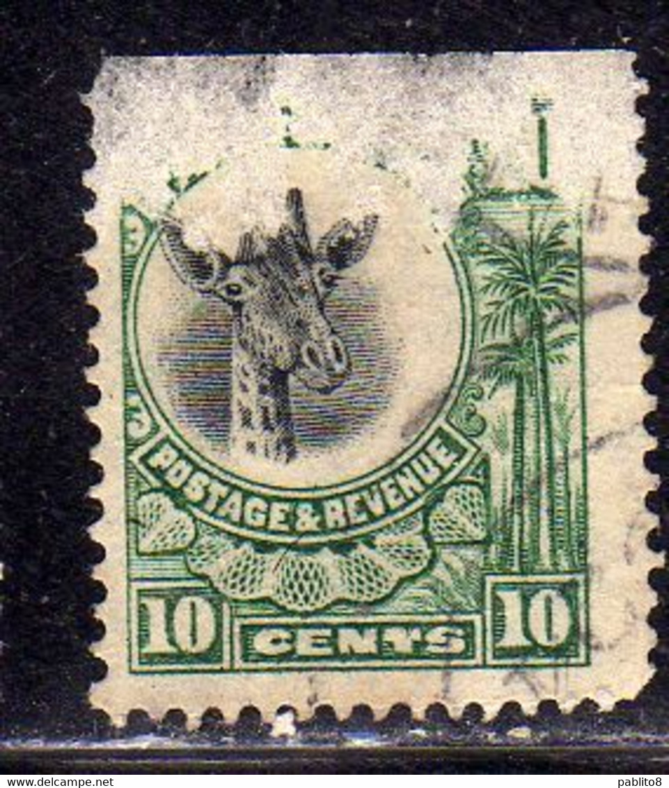 TERRITORY OF TANGANYIKA GREAT BRITAIN 1922 1925 AFRICAN FAUNA GIRAFFE GIRAFFA CENT. 10c USATO USED OBLITERE' - Tanganyika (...-1932)