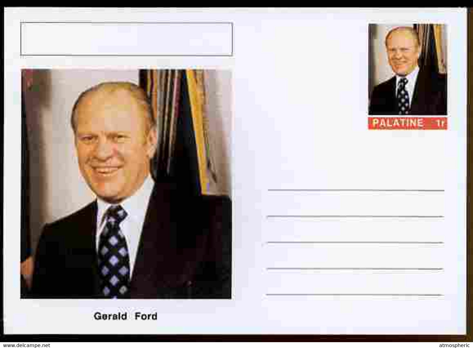 Palatine (Fantasy) Personalities - Gerald Ford (38th USA President) Postal Stationery Card Unused And Fine - Personnages