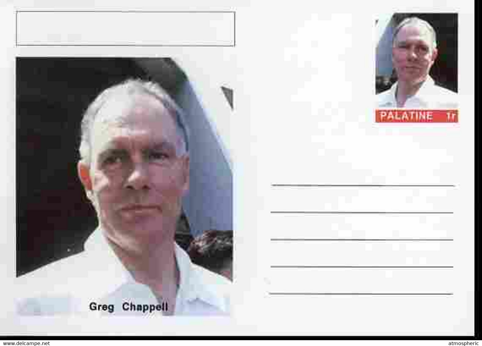 Palatine (Fantasy) Personalities - Greg Chappell (cricket) Postal Stationery Card Unused And Fine - Cricket