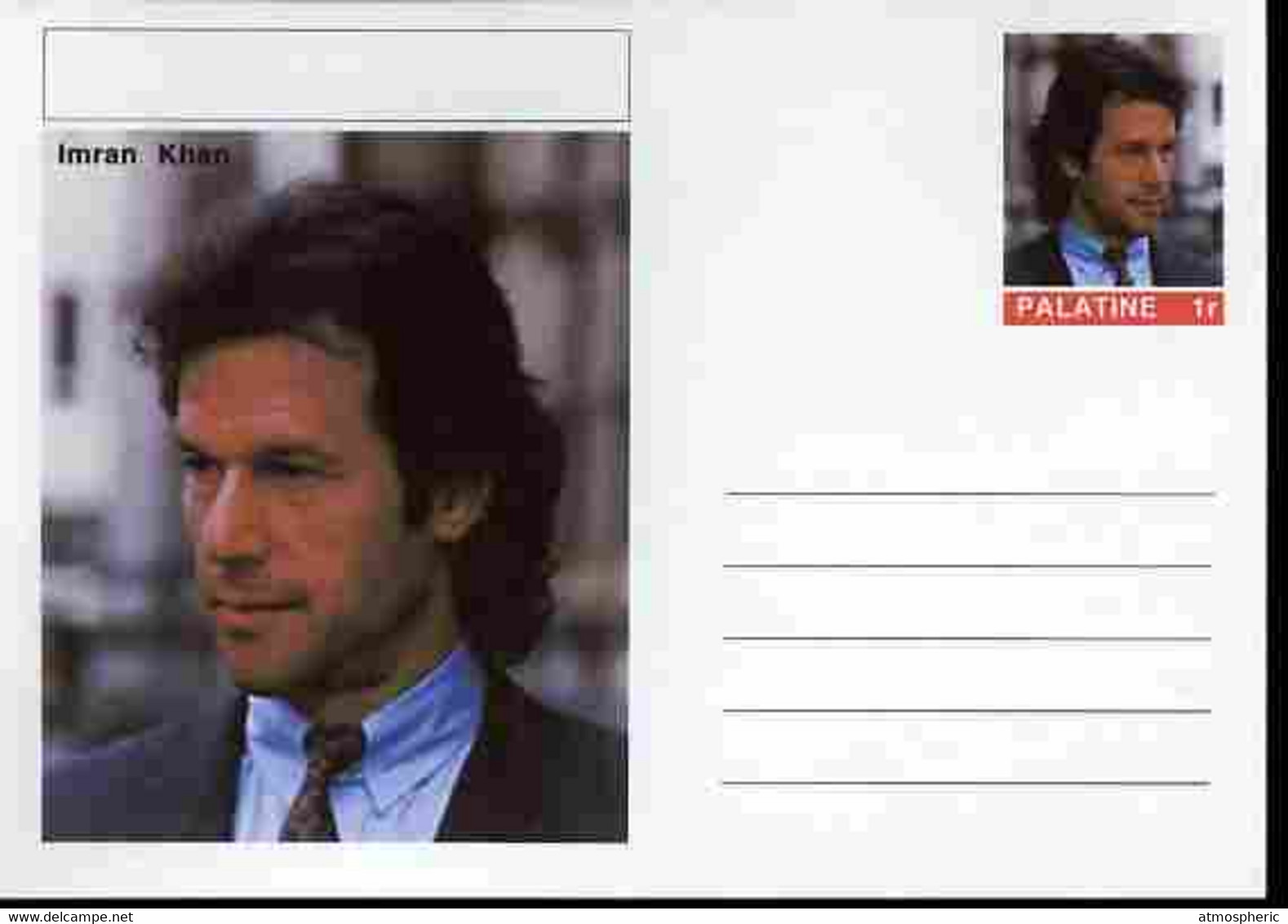 Palatine (Fantasy) Personalities - Imran Khan (cricket) Postal Stationery Card Unused And Fine - Cricket