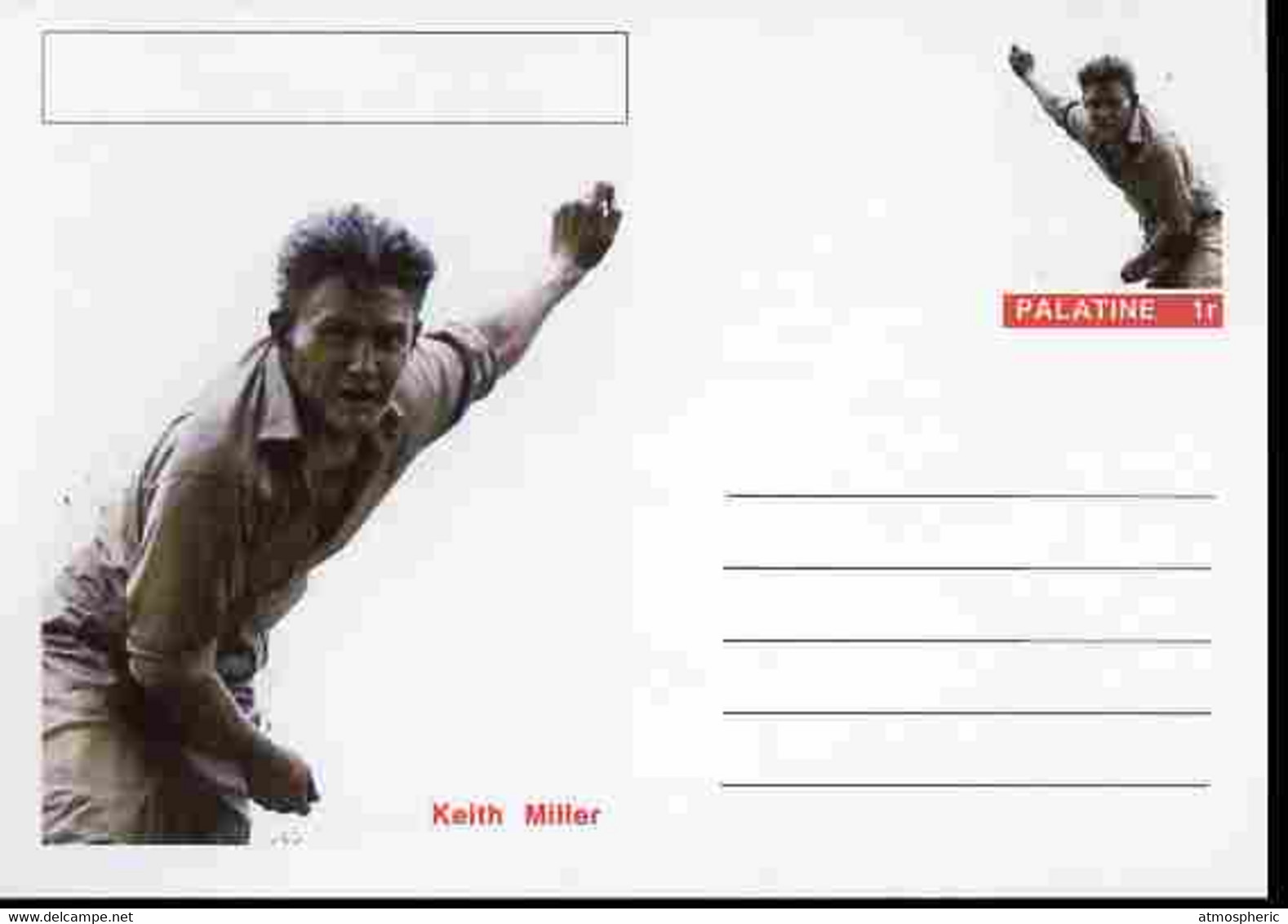 Palatine (Fantasy) Personalities - Keith Miller (cricket) Postal Stationery Card Unused And Fine - Cricket