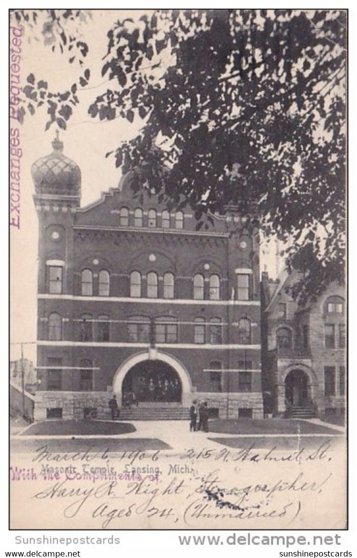 Masonic Temple Lansing Michigan 1906 - Lansing