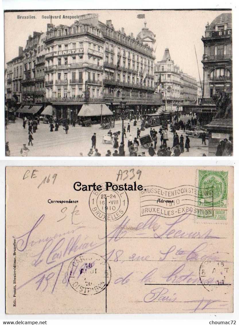 (Belgique) 169 Bruxelles Transport Urbain En Surface, Edit Penoit, Boulevard Anspach, Tramway - Public Transport (surface)