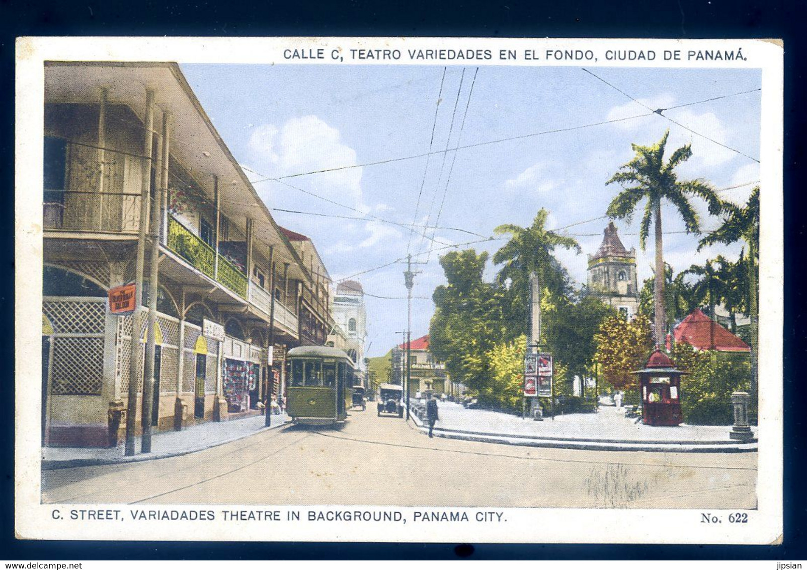 Cpa Du Panama , Panama City C. Street Variadades Theatre In Background , Calle C. Teatro Variedades En El Fondo  JA22-72 - Panama