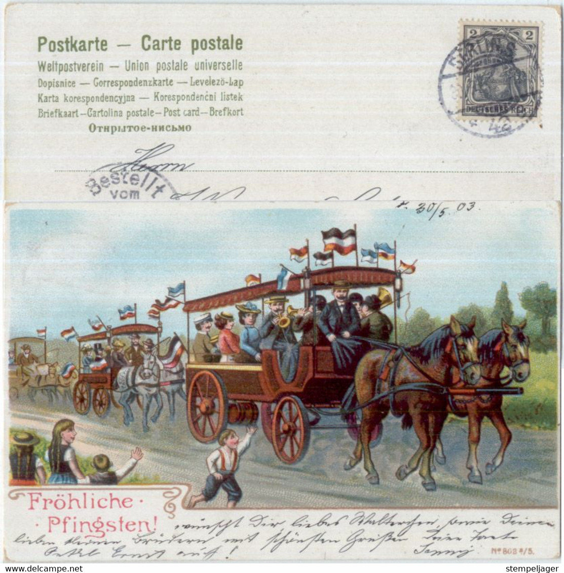1903 Berlin Pfingsten Grußkarte Mit Pferdewagen,  Ortspost Berlin S > 61 - Grunewald