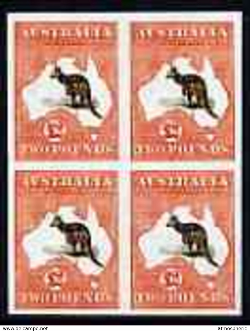 Australia 1913 Roo £2 Imperf Block Of 4 Being A 'Hialeah' Reproduction On Gummed Paper (as SG 16) - Ungebraucht