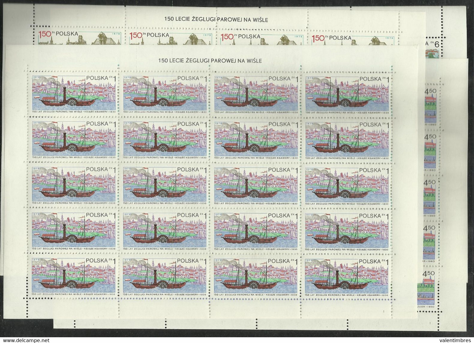 Ark**  Fi  2485/88  ** MNH Bateaux  à Vapeur Navigation Sur La Vistule Polska Poland Poland Polonia - Feuilles Complètes