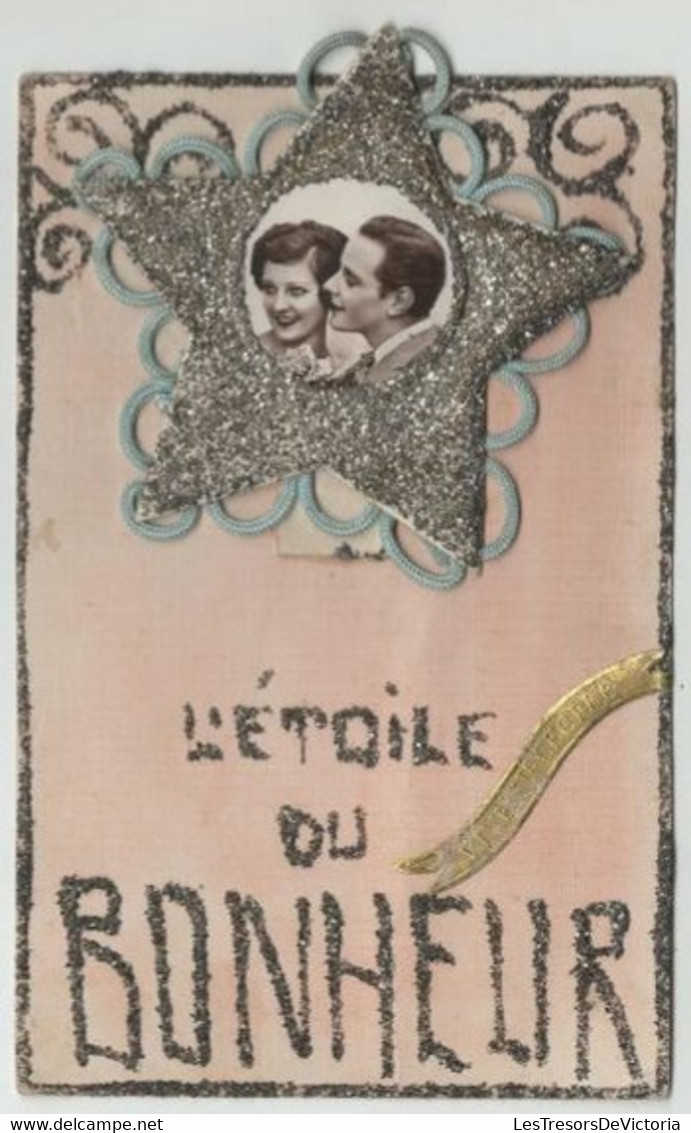 Carte L'étoile Du Bonheur Paillettes Argentées - Etoile à Paillettes En Relief Avec Ajoutis Et Photo Intégrée St Cécile - Mechanical