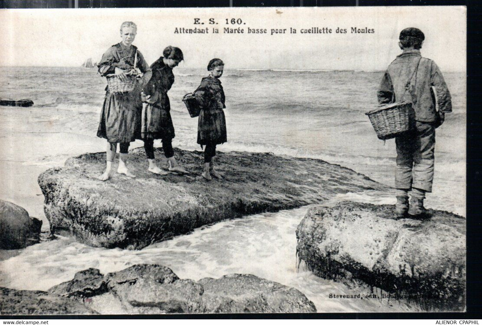 CPA FRANCE 1912 -  ILS ATTENDENT LA MAREE BASSE POUR LA CUEILLETTE DES MOULES - - Visvangst