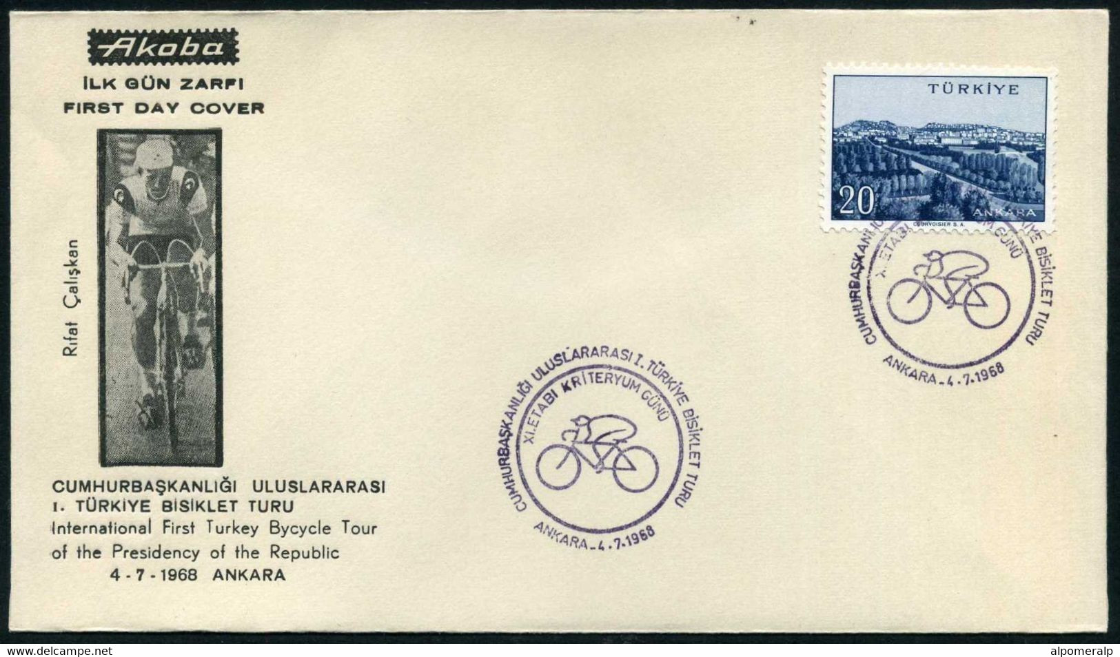 Turkey 1968 Int. 1st Turkey Bicycle Tour Of The Presidency Of The Republic | Special Cover, Ankara, July 4 - Covers & Documents