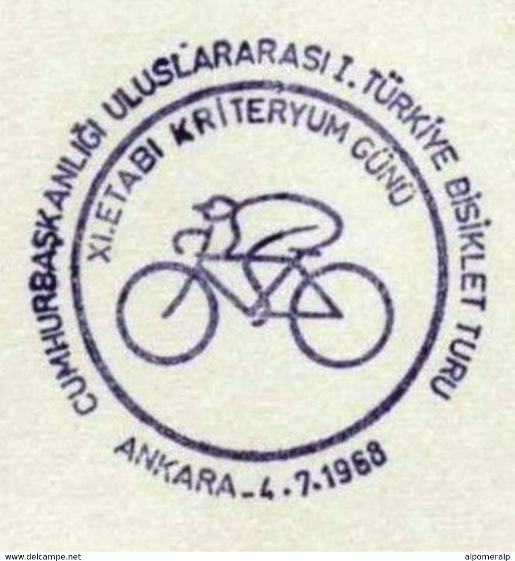 Turkey 1968 Int. 1st Turkey Bicycle Tour Of The Presidency Of The Republic | Special Cover, Ankara, July 4 - Briefe U. Dokumente