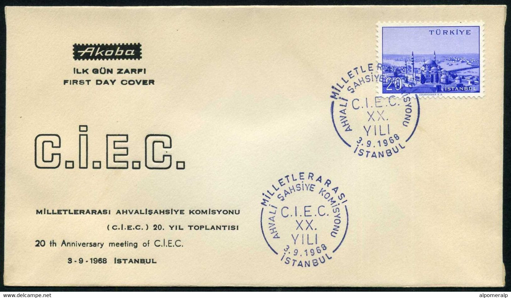 Turkey 1968 CIEC (Commission Internationale De L'état Civil) | Special Cover, Istanbul, Sept. 3 - Covers & Documents