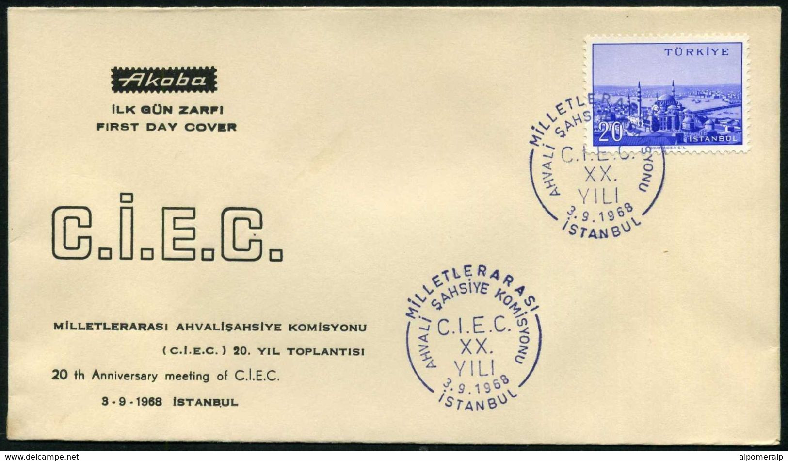 Turkey 1968 CIEC (Commission Internationale De L'état Civil) | Special Cover, Istanbul, Sept. 3 - Lettres & Documents
