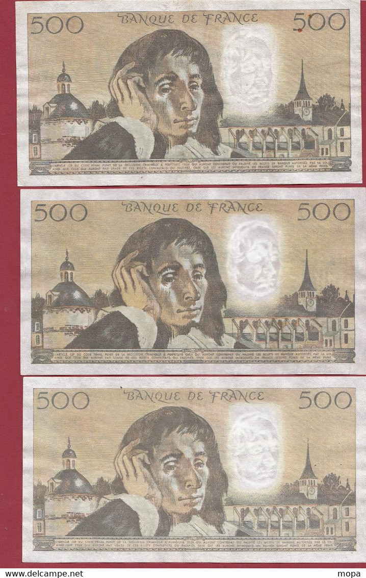 France 500 Francs "Pascal" -12 Billets--- 6 En TTB+---2 En SUP ET 4 EN SUP+---PETIT PRIX DE DEPART CHOC - .dans L 'état - 500 F 1968-1993 ''Pascal''