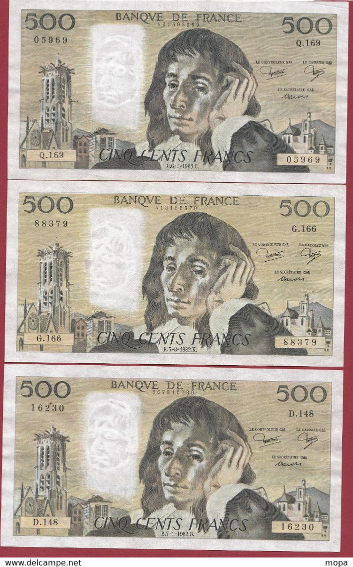 France 500 Francs "Pascal" -12 Billets--- 6 En TTB+---2 En SUP ET 4 EN SUP+---PETIT PRIX DE DEPART CHOC - .dans L 'état - 500 F 1968-1993 ''Pascal''